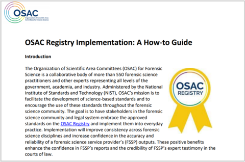 Screen shot of OSAC's Registry Implementation How-to Guide
