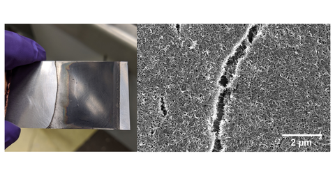Images of carbon nanotube coating and crack