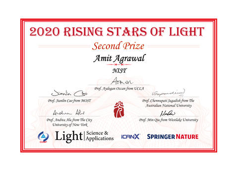 2020 Rising Stars of Light certificate for Amit Agrawal