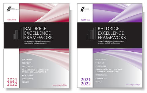 2021-2022 Baldrige Excellence Framework (Education and Health Care versions) cover artwork