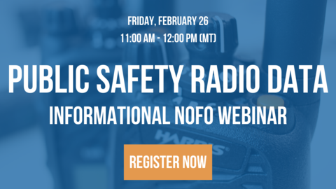 This graphic is promoting the PSRD informational NOFO webinar on Friday, February 26, 2021 at 11:00 AM.
