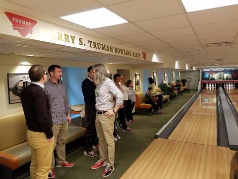 Group of people at the Harry S. Truman Bowling Alley