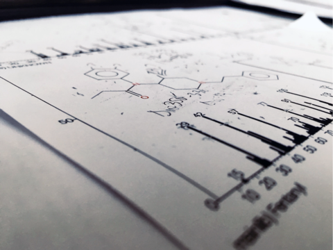 Image of a fentanyl mass spectrum shown in a lab notebook