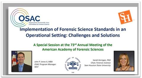 Opening slide from Standards Consortium session at AAFS 2021