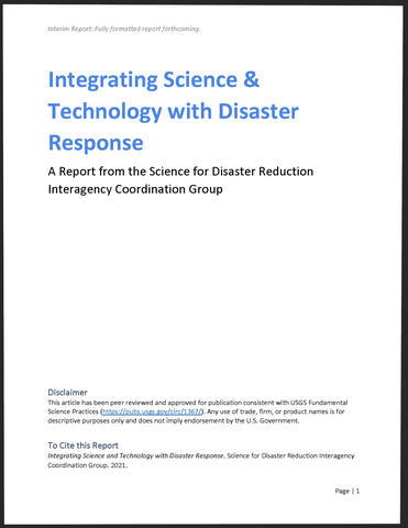 Science for Disaster Reduction (SDR) Interagency Coordination Group