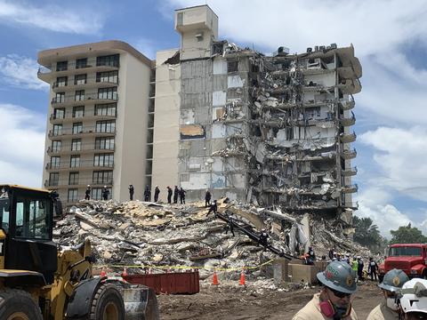 The site of the Champlain Towers South partial collapse in Surfside, Florida