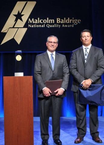 Photo of Elevations Credit Union's Gerry Agnes and Pete Reicks at the Baldrige Award Ceremony.