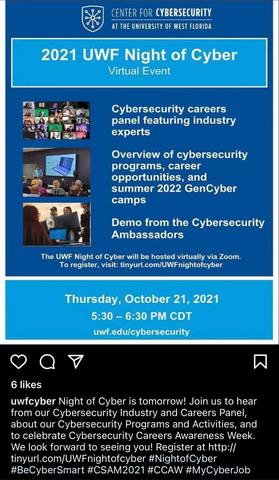 UWF Night of Cyber Announcement Image