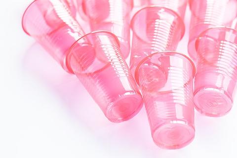 pink plastic cups