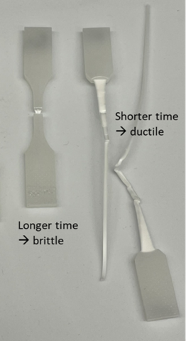 Polyethylene changes from ductile to brittle under SPHERE exposure.