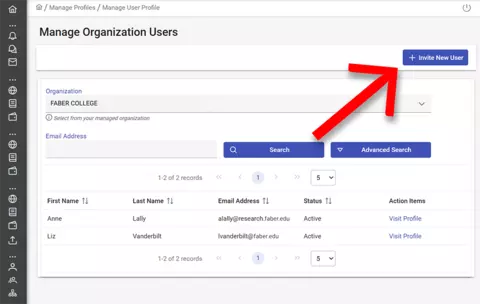 Invite new user screenshot.