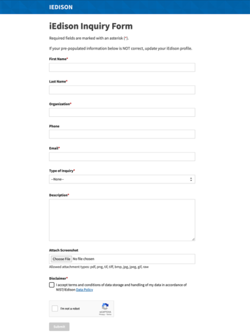 Helpdesk form screenshot.