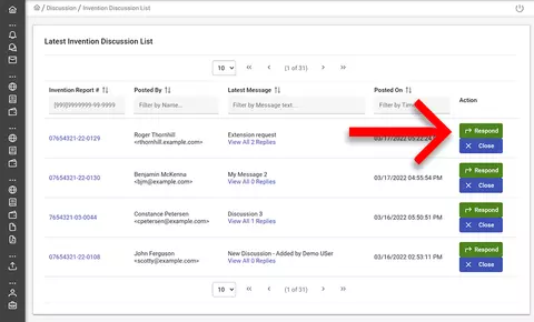 Discussion list screenshot.