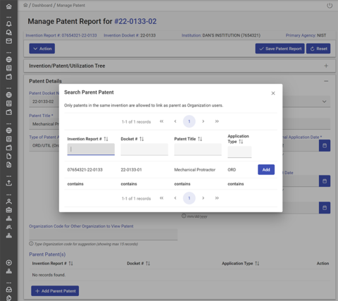 Search parent patent screenshot.