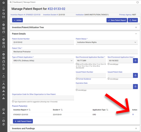 Patent report screenshot.