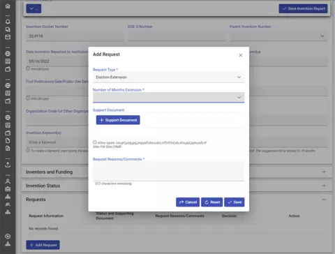 Extension request screenshot.