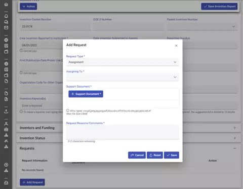 Assignment request screenshot.
