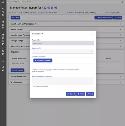 Patent assignment screenshot.