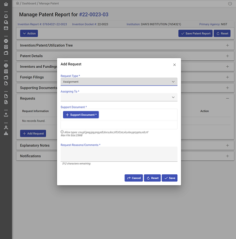 Patent assignment screenshot.