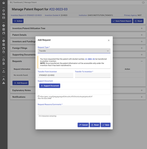 Patent transfer screenshot.