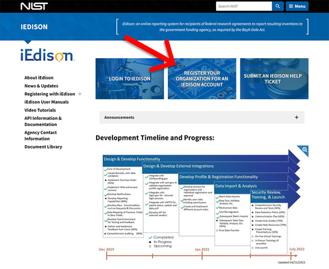 iEdison homepage screenshot.