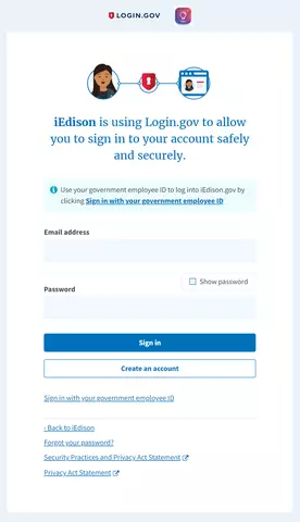 Login.gov screenshot.