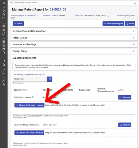 Supporting documents screenshot.
