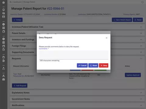 Deny request screenshot.
