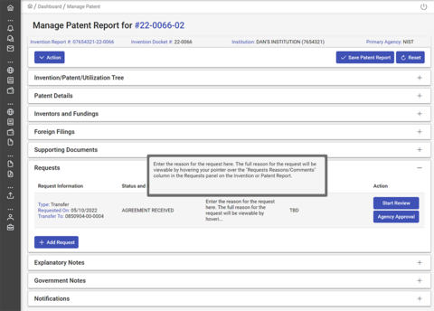 Patent report screenshot.
