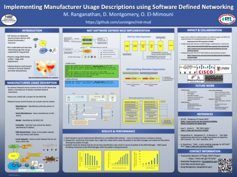 Poster depicting NIST's work in SDN and IoT security.
