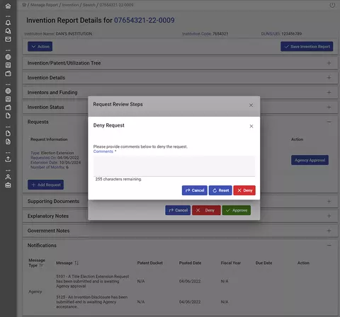 Deny request screenshot.