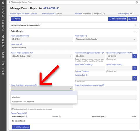 Patent report screenshot.