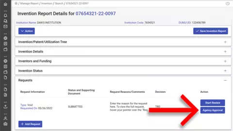 Agency approval screenshot.