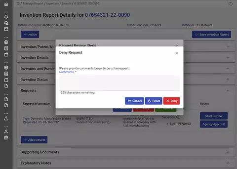 Deny request screenshot.
