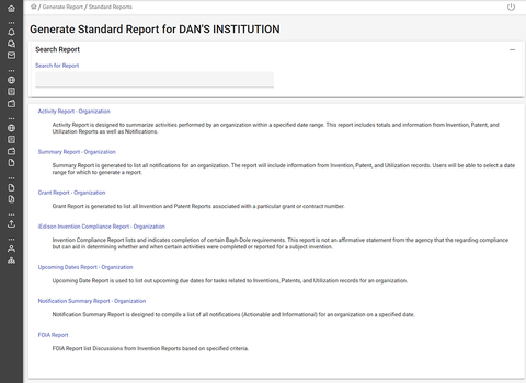 Standard report screenshot.