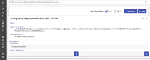Standard report screenshot.