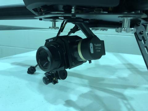 Photo of camera connected to a drone