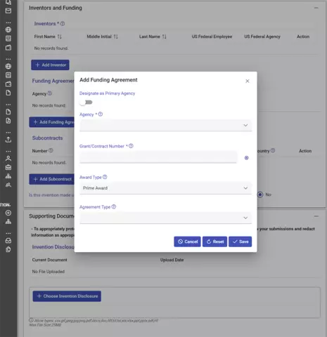 Add funding agreement screenshot.