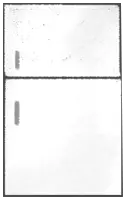 Hand-drawn icon of a refrigerator with handles on the left side. 