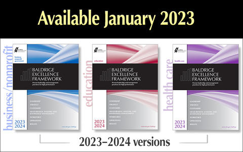 2023-2024 Baldrige Excellence Frameworks will be available January 2023.