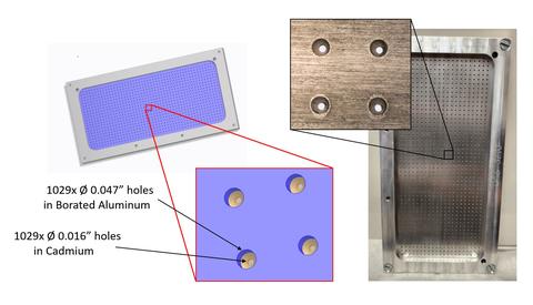 Schematic, image, and closeup of the vSANS pinhole collimation grating