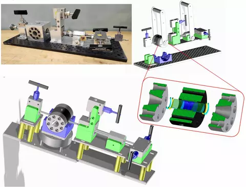 A picture and 3D rendering of the liquid insertion pressure system for SANS (LIPSS)