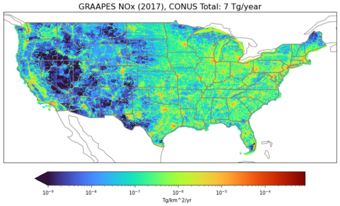 This map shows the western US is emitting less NOx than the eastern half of the country. 