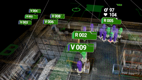 Eye tracking image from HeadwallVR, participant in NIST PSCR CommanDING Tech Challenge