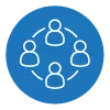 Communication Process Icon showing outlines of people in a circle.