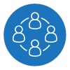 Communication Process Icon showing outlines of people in a circle.