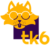 Logo of an orange fox with glasses in front of a purple box with the characters, "tk6"