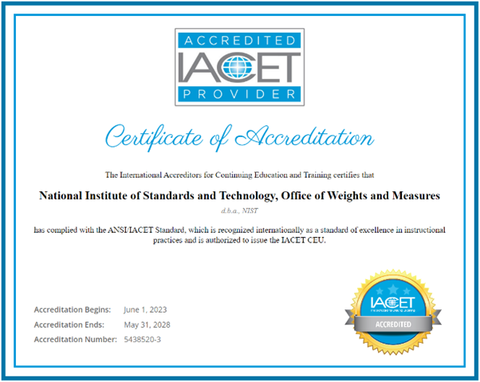 IACET certification of accreditation