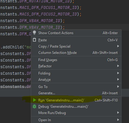 Generating device hierarchy running java utility in intellij