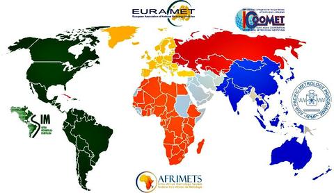 World map with five country groups highlighted in different colors.